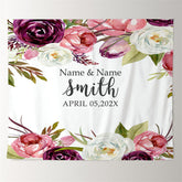 Lofaris Personalized Purple Pink Watercolor Floral Wedding Backdrop